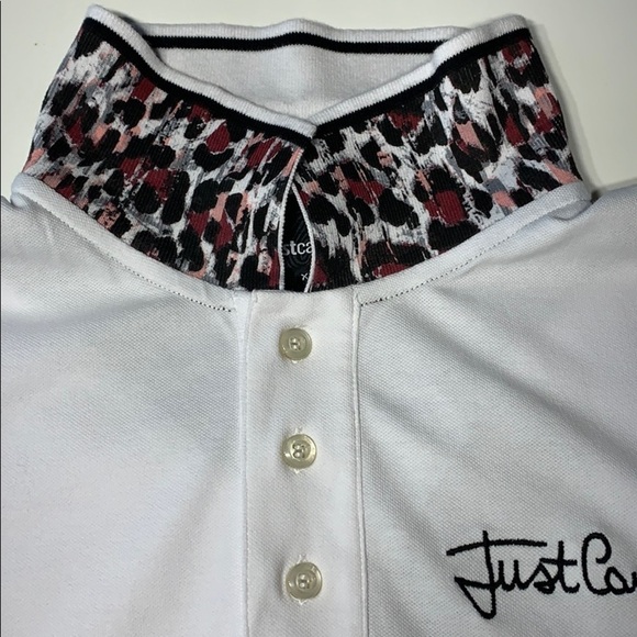 Just Cavalli Men's Signature Logo Tee Contrast collar polo shirt XL new w tag - Picture 1 of 8